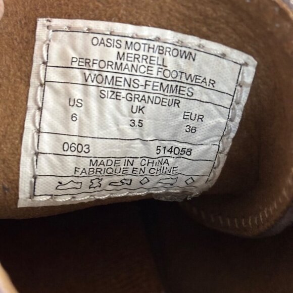 Merrell Leather Mid Top Sneaker Womens Size 6 Gray Brown Suede Lace Up Bootie - Picture 7 of 9